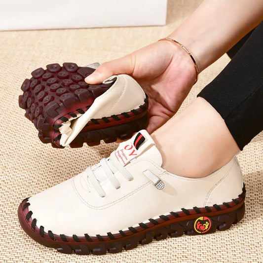 Zapatillas de cuero para mujer con plataforma flexible
